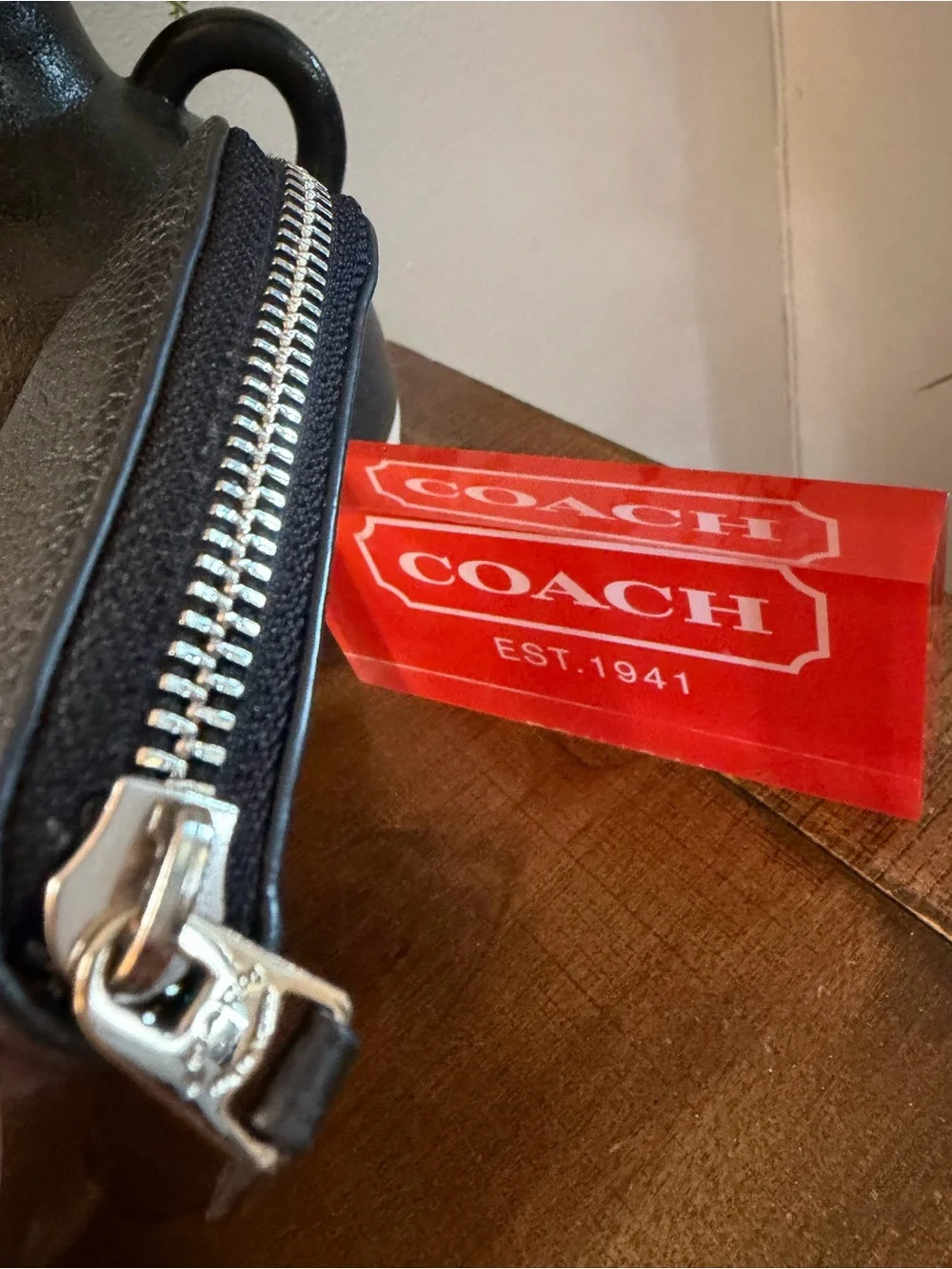 Coach Studded Script Zip Around Wallet